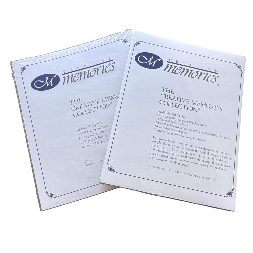 WHITE PAGES & PAGE PROTECTORS Creative Memories 8x10 Size Scrapbooking NEW NWT